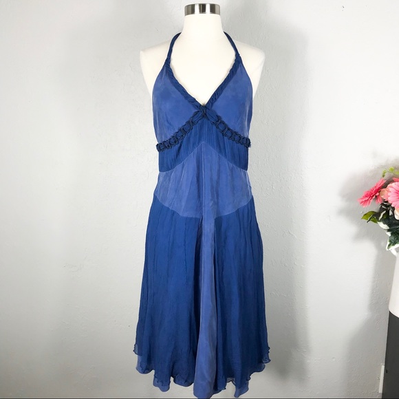 Karen Millen Dresses & Skirts - Karen Millen England Silk Blue Halter Dress